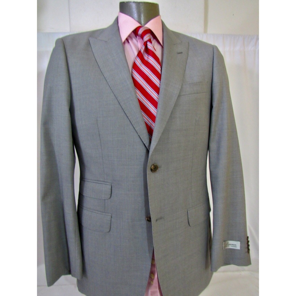 Lauren Ralph Lauren Solid Gray Stacked Pocket Plaid 100% Wool Blazer Sz 38R New